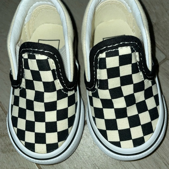 Vans Kids Checkerboard Slip-On Shoes - Black/White - Picture 2 of 6